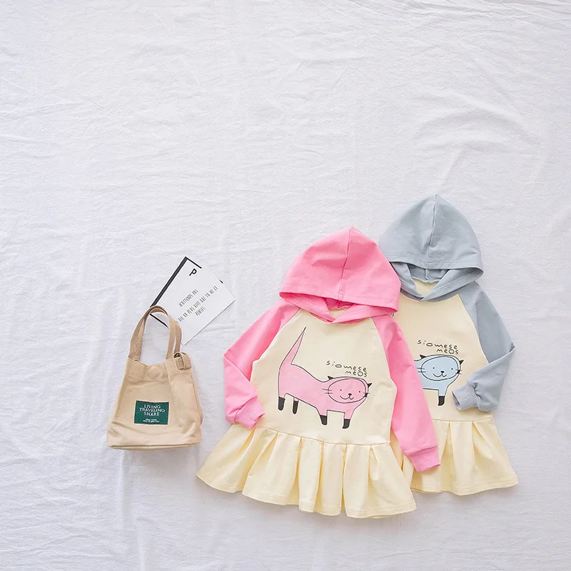 2019 new cotton children's clothing girls long-sleeved cat pattern sleeves...