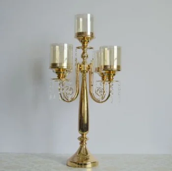 

New style 5 Arms Crystal Decoration High Quality Handmade Glass Candelabra Table Centerpiece