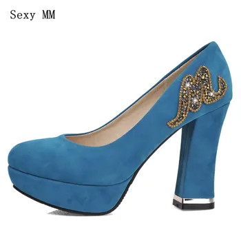 

Women High Heel Shoes Platform Pumps Woman Thick High Heels Party Wedding Shoes Ladies Kitten Heels Plus Size 33-40 41 42 43