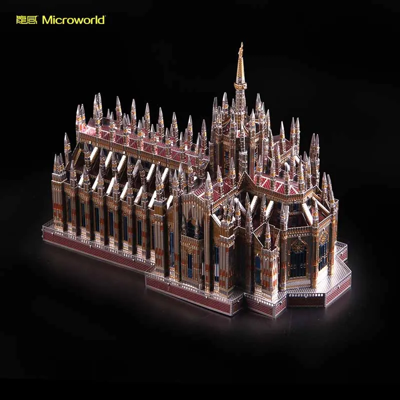 Microworld модели церкви Duomo набор моделей DIY лазерная резка головоломки модель здания 3D металлические головоломки игрушки для взрослых подарки - Цвет: color