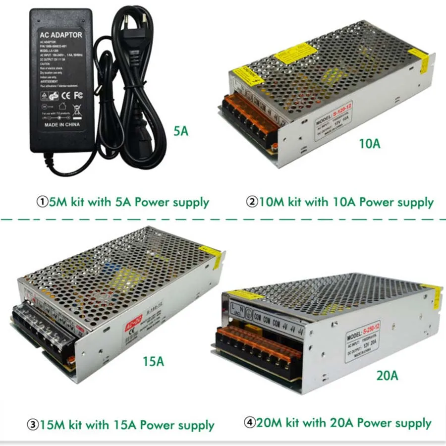 5-20 м RGBW RGBWW светодиодный светильник 5050 DC 12 В 4 в 1 чип IP20/IP65 Водонепроницаемый+ 2,4G RF пульт дистанционного управления+ светодиодный блок питания