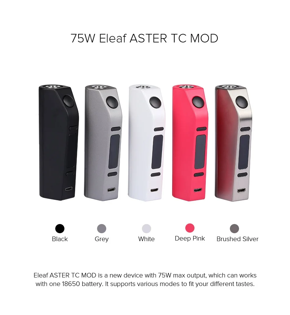 Eleaf ASTER мод электронная сигарета без аккумулятора 18650 75 Вт TC коробка мод Vape 510 поток Vs Eleaf вызывает мод электронная сигарета