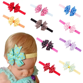 

20pcs/lot Baby Girl Ribbon Satin Dot Bow Headband