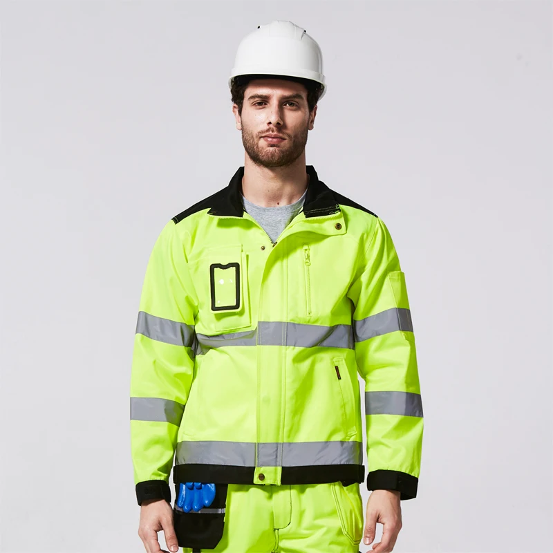 Мужская Желтая Рабочая куртка Hi Vis пальто куртка мужская рабочая одежда со светоотражателями