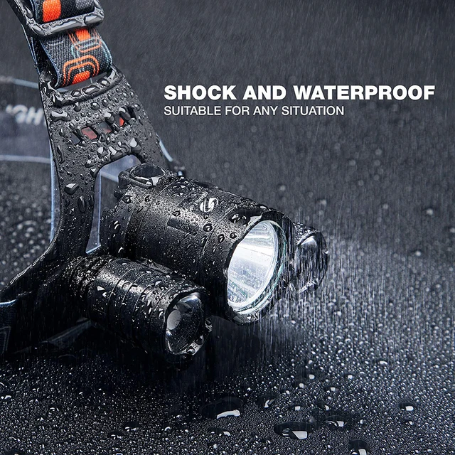 Super bright LED headlamp 3xT6 led headlight Waterproof fishing lamp 4 lighting modes camping lamp use 18650 battery 5