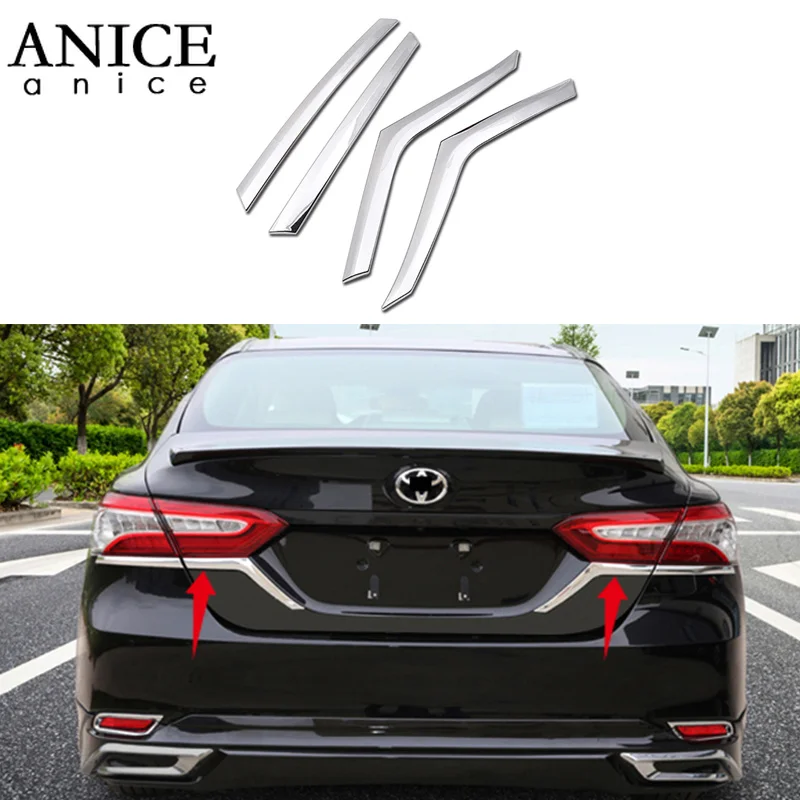 

4pcs SHINY Chrome ABS Tail Rear Light Lamp Trim Garnish Surround fit for toyota Camry 2018-2019