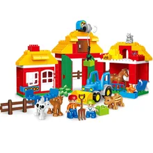Original grandes blocos de construção animal diy feliz fazenda zoológico com duplie conjunto blocos tijolos brinquedos para crianças presentes aniversário