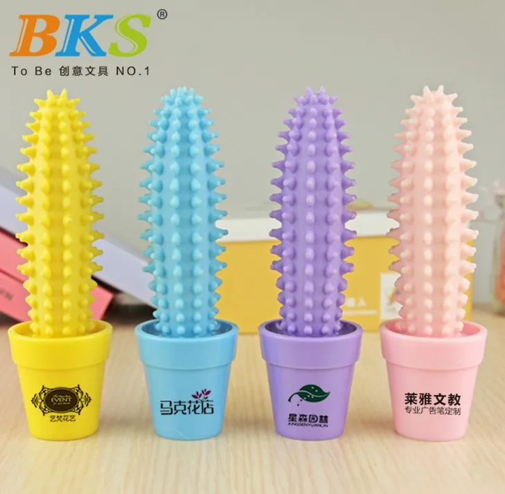 

Promotional Potted Toy Office Cactus Decorative Shape Table Pen Colorful Cactus Stand Ballpen 10pcs