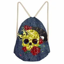 Noisydesigns Drawstring Bags twinkle Skull cool Portable Backpacks Casual String Shoes Pocket Travel Accessories