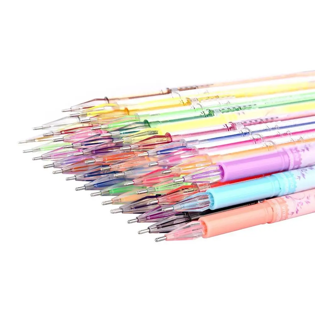 36 шт./лот, яркие цвета, алмазные цветные гелевые ручки, чехол, подарок на день рождения, школьные канцелярские принадлежности