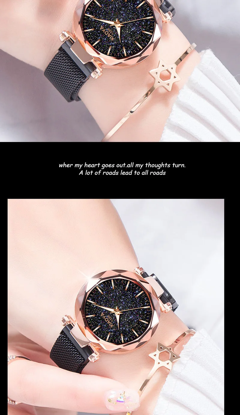 Женские наручные часы магнитные звездное небо женские наручные часы Роскошные розовое золото женские кварцевые часы reloj mujer relogio feminino