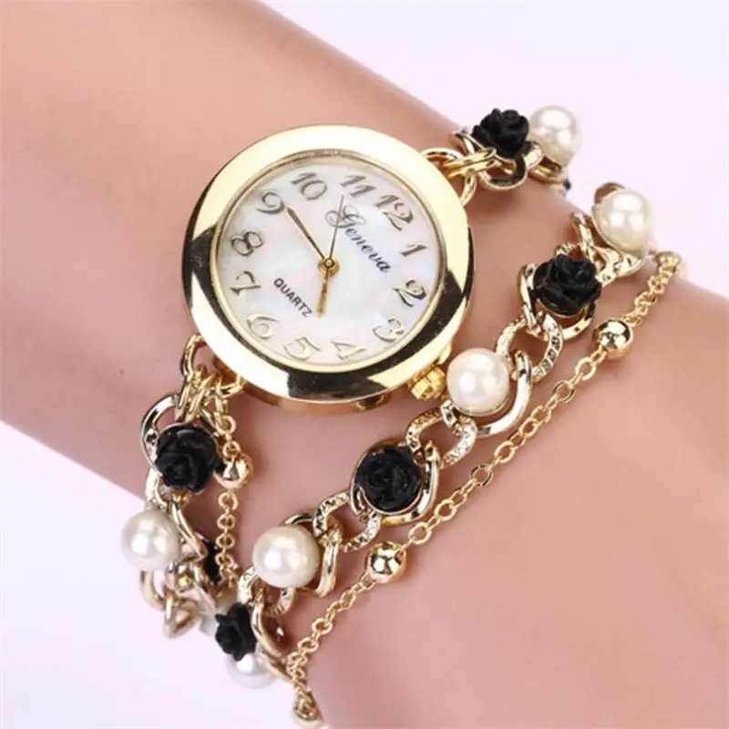 

Women Watch Women Geneva Pearl Flower Chain Women Bracelet Wristwatch Ladies Female Fashion Watch Gift Dropshipping #D