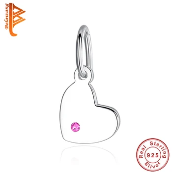 

BELAWANG Genuine 925 Sterling Silver Heart Pendant for Women Necklace Engrave Name Pendant without Chain Personalized Jewelry