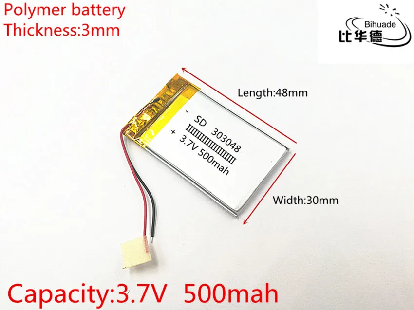 10 шт. 3,7 в, 500 мАч, 303048 PLIB; полимерная литий-ионная/литий-ионный аккумулятор для gps, mp3, mp4, mp5, dvd