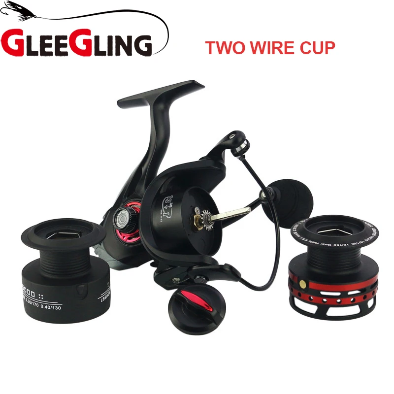 

GLEEGLING Fishing Reel 13+1BB Double Spool 1000-7000 Series Spinning Wheels + Two Wire Cup Carp Fishing Reel for Saltwater
