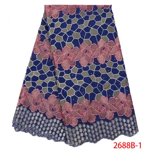 

Embrodery Quality Swiss Voile Lace Bridal African Dress Women Korean Cotton Fabric QF2688B-1