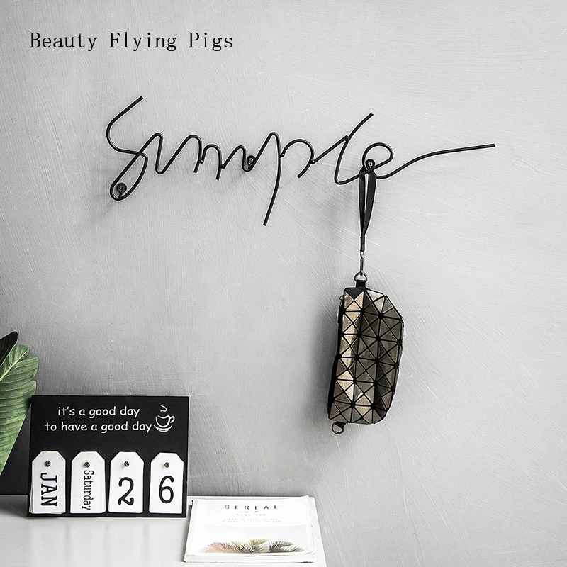 

Wrought iron wall hook English letters creative porch corridor wall background wall home decoration coat hook wall hanging