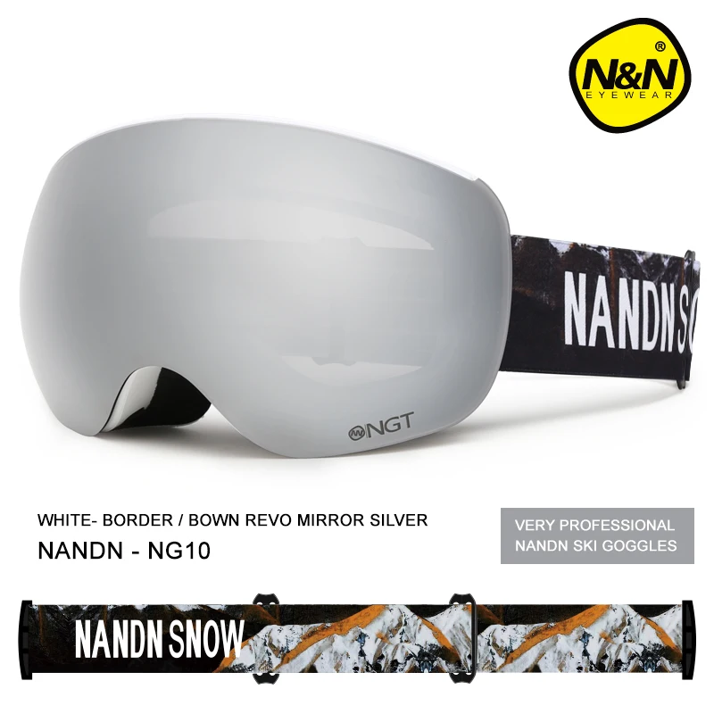 NANDN SNOW-Ski Goggles for Men and Women, Double Layer Lens, Anti-Fog, UV Protection, Magnet Lenses, Snowboard 2