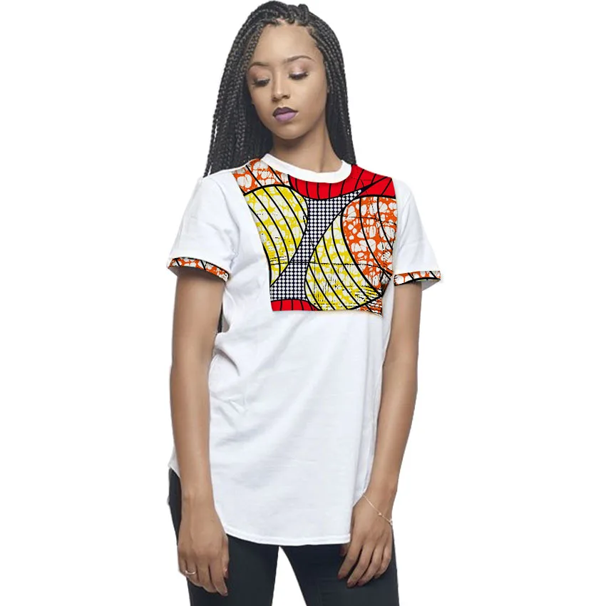 

Summer Fashion African Print Women Tops Dashiki Clothes African Festive White Print T-Shirt African Women Clothing Customized