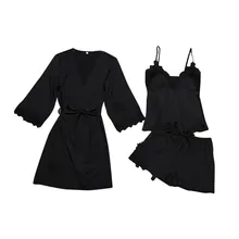 Сексуальная пижама женщина Спящая сексуальная одежда Женская Сексуальная атласная Слинг халат Ночное белье кружевное ночное белье набор нижнего белья 6,25