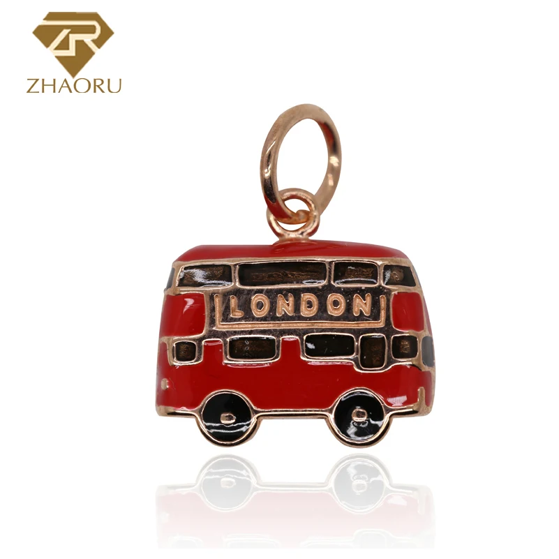 

Zhaoru 925 Sterling Silver Enamal Bus Pendant Charm Fit Pandora Bracelet & Bangle & Necklace DIY Fine Jewelry Charm None Stone