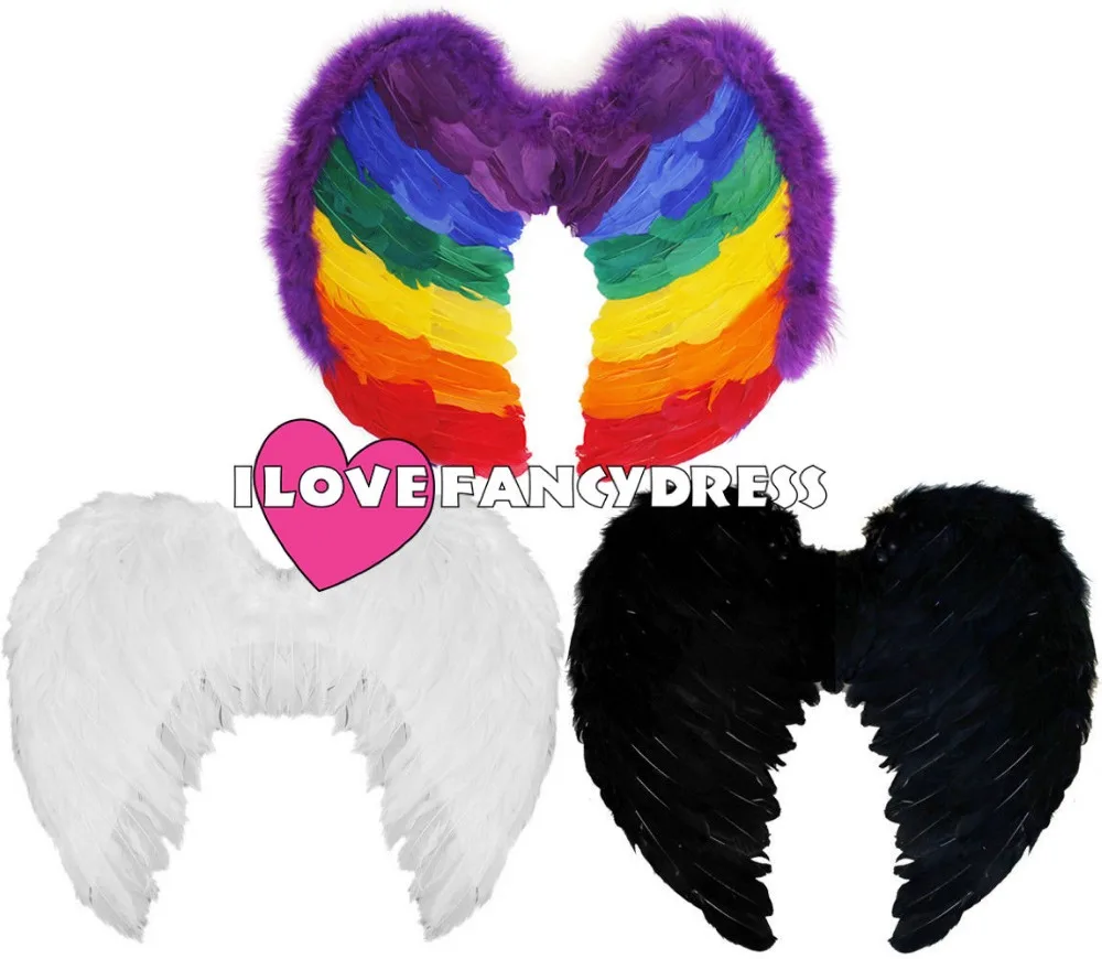 Angel Wings Adults Fairy Fancy Dress Costume Accessory Black White Multi