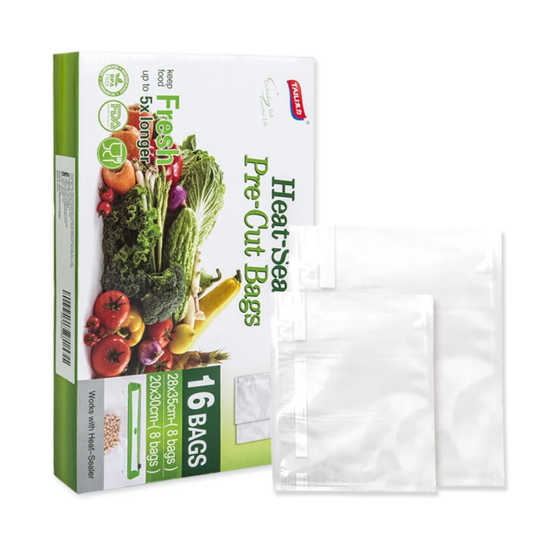 

16 PCS Kitchen Food Vacuum Bag Heat Seal Pre-Cut Bag Vacuum Packing Storage Bag Keep Food Fresh BPA Free Freezer Safe