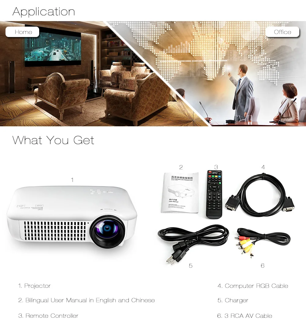 VS627 LCD Projector 1280 x 800 Pixels 3000 Lumens 1080P for Home Cinema