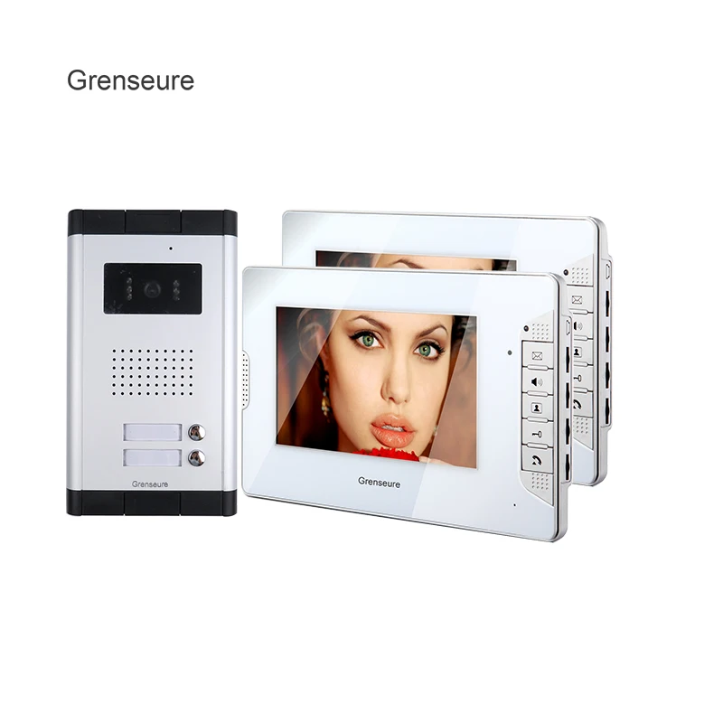 

FREE SHIPPING 7" Color Video Intercom Apartment Door Phone System 2 Monitors + 1 Doorbell Camera For 2 House Family Wholesale
