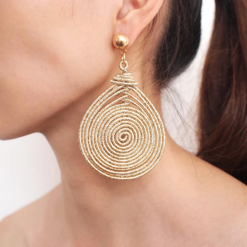 MANILAI Bohemian Alloy Spiral Round Statement Earrings Women's New Vintage Metal Drop Dangle Earrings Fashion Jewelry Wholesale