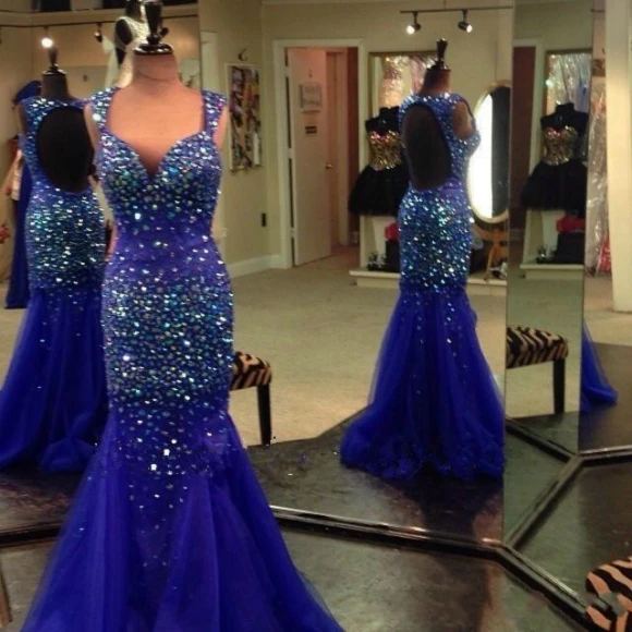 Sparkly royal blue mermaid prom dress 2017 Sparkly royal blue mermaid prom dress 2017