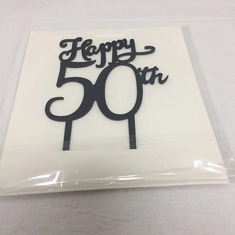 5pcs Happy 50th black acrylic happy birthday cake topper birthday party decortion (6)