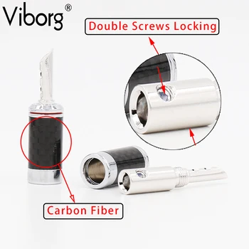 

4pcs Rhodium plated banana BFA banana High Quality Carbon fiber Rhodium plated speaker cable plug 4pieces