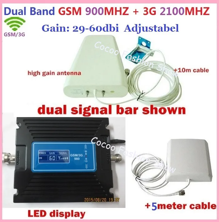 

Dual-frequency gsm 3g Signal booster! GSM 900 3G 2100 Mobile Signal Repeater Amplifier 3G GSM Cellular Signal Repeater+ Antennas