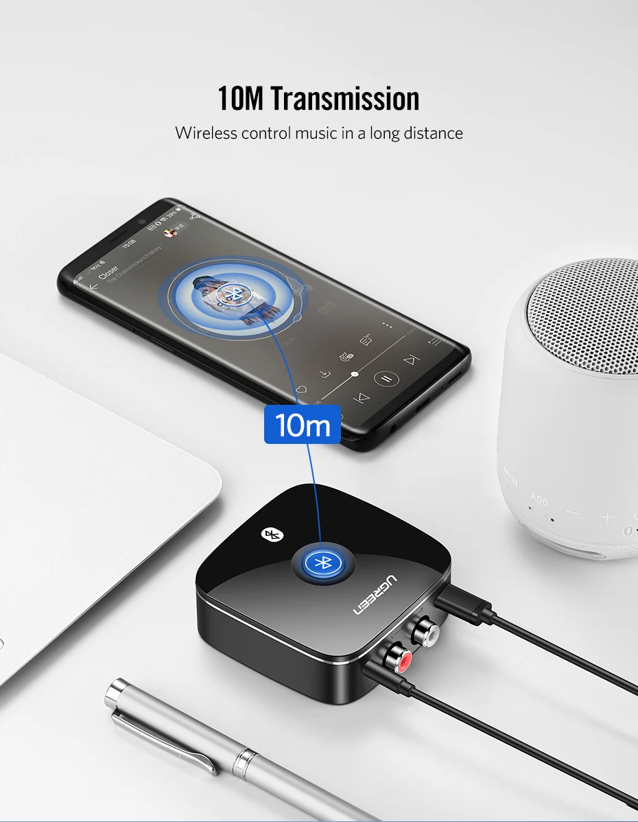 música em casa streaming de som 3.5mm 2rca adaptador