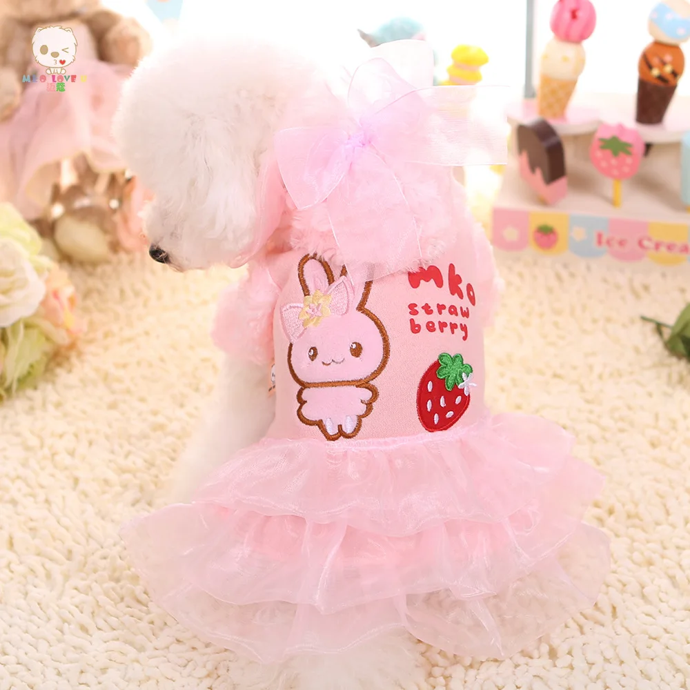 

Wholesale Sweet Dog Dress Autumn And Winter Dog Clothes Cute Rabbit Applique Princess Dress With Lace Pet Coat Cat Hoodies