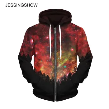 

Hot Moleton Women Men Hoodie Sweatshirt Red Galaxy Printing Casual Hooded Top Coat Zipper Jacket Sudaderas Mujer Lovers Clothing
