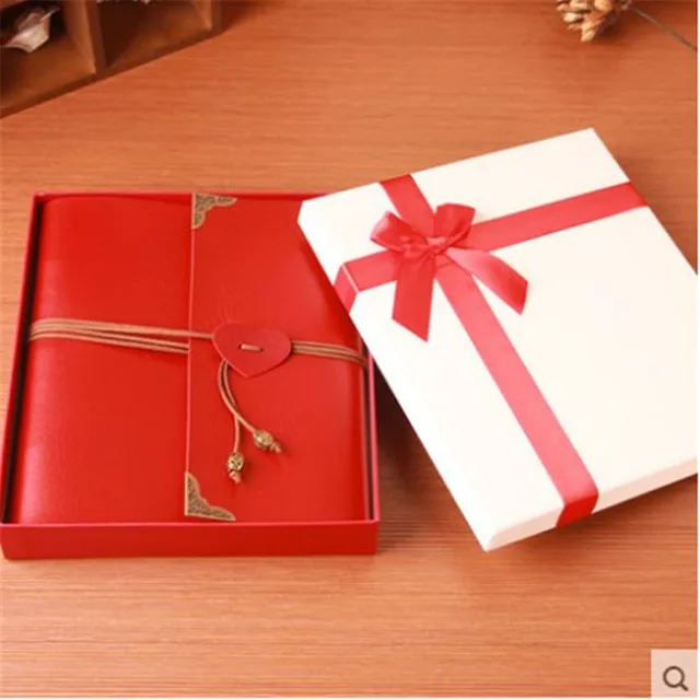 2017 ribbon gift box leather cover diy photo album free accessories ribbon gift albums
