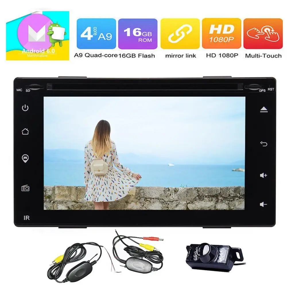 cheap 6.2 #039; #039; Android 6.0 Quad Core Car Radio 2 Din Head Unit GPS Navigation Bluetooth Autoradio WIFI OBD2 FM AM Radio+Wireless Camera