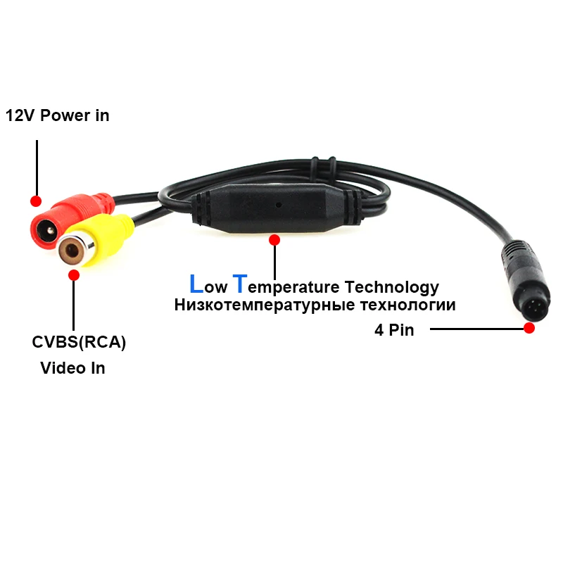 자동차 RCA CVBS 여성 4 핀 남성 변환 케이블 후면보기 DVR 미러 주차 모니터 역방향 백업 카메라 연결