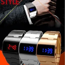 Модный дизайн синий светодиодный светильник точечная матрица мужские часы в авиационном стиле! 1 шт./лот