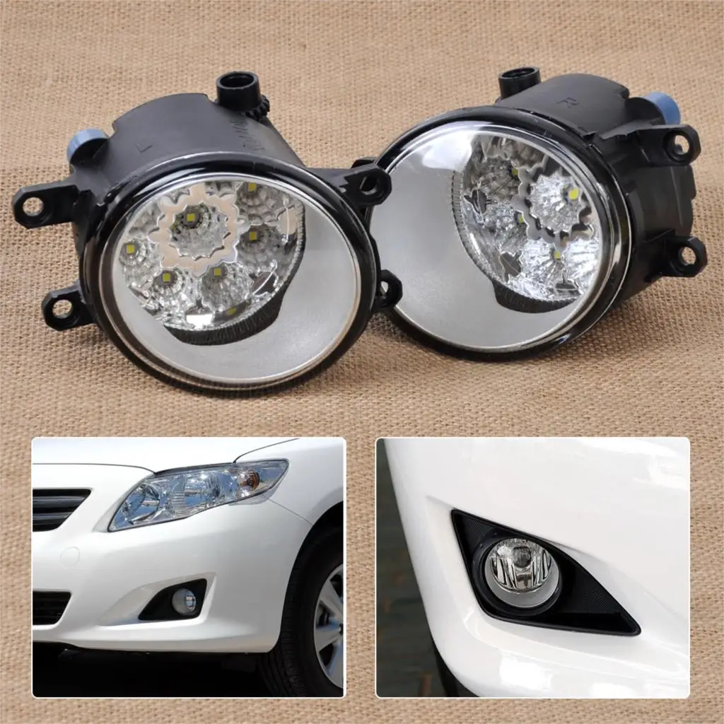 2pcs 55W 9 LED Round Front Right Left Fog Light Lamp DRL Daytime Driving Running Lights