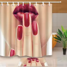 Занавеска для душа s Модная девушка с красными ногтями губная занавеска для ванной из полиэстера ткань водонепроницаемый и устойчивый к плесени с пластиковыми крючками