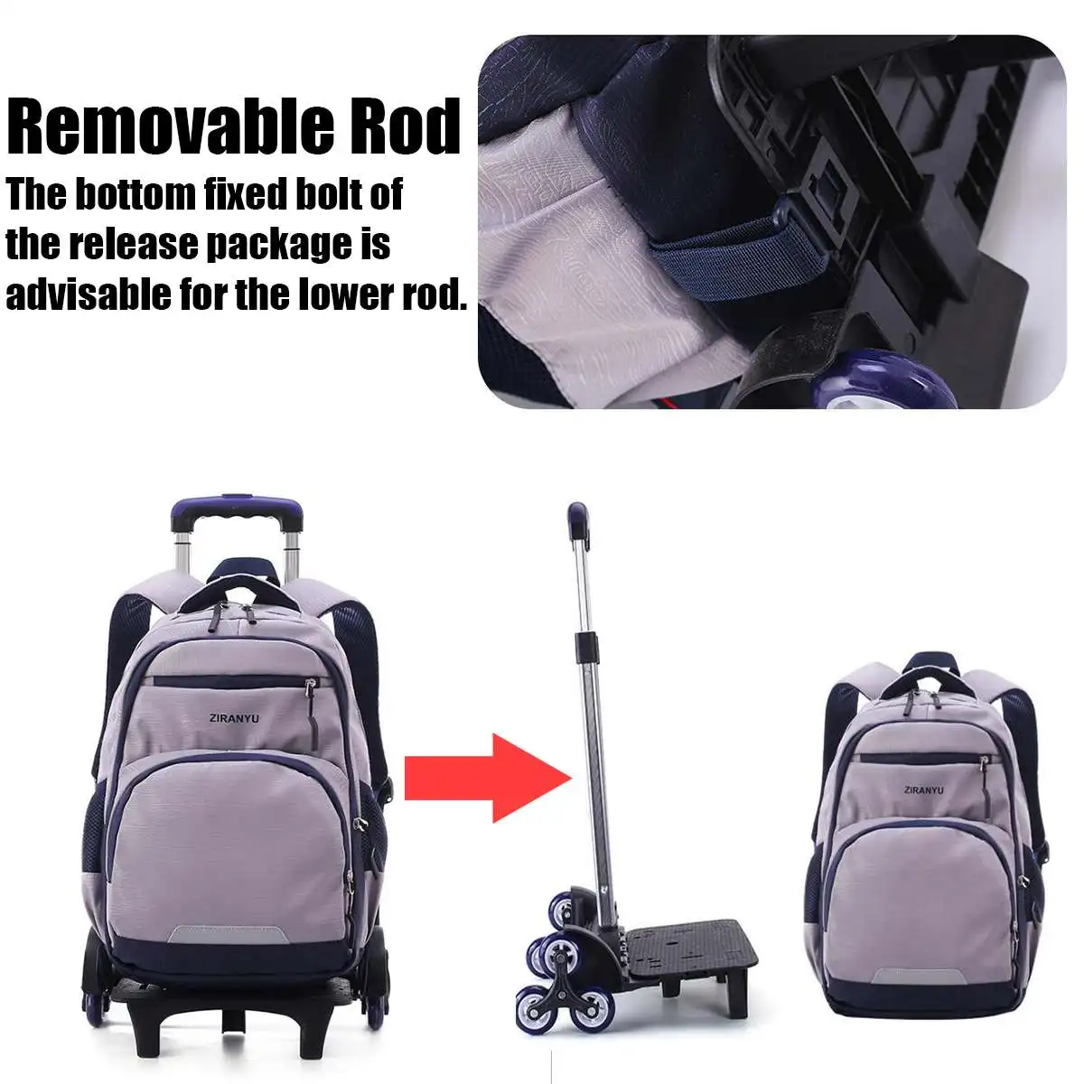 Nylon Removable Men travel Bags for Boys Waterproof Trolley Backpack Teenager 2/6 Wheeled Bag Bookbag Travel Bags Back to school