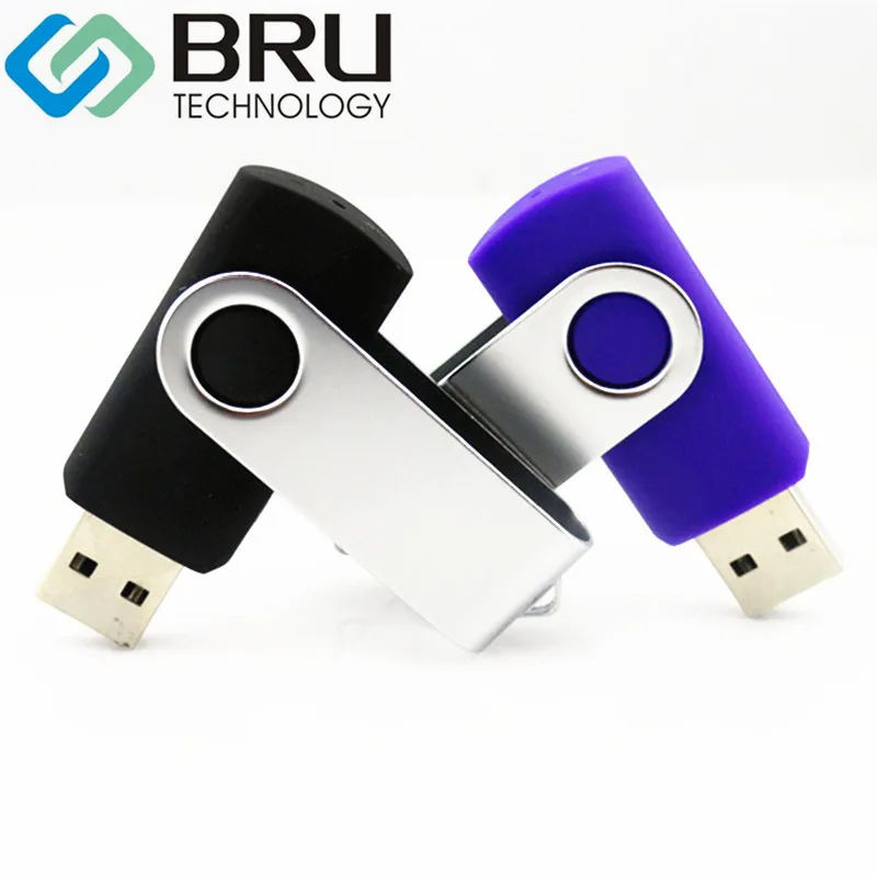 USB флешка BRU, 1 ГБ, 2 ГБ, 4 ГБ, 8 ГБ, 16 ГБ, 32 ГБ, пластиковая поворотная ручка, флешки, флэшка, лазерная гравировка, печать текста, логотип