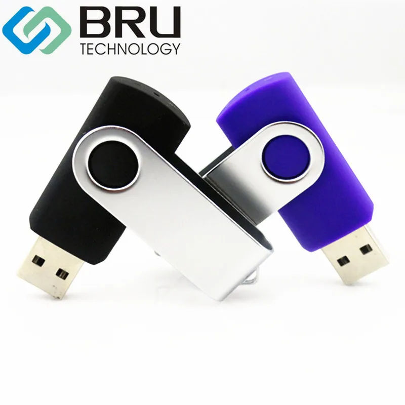 BRU USB Flash Drive 1gb 2gb 4gb 8gb 16gb 32gb Plastic Swivel Pen Drive Memory stick Custom Laser Engrave Text Print Logo