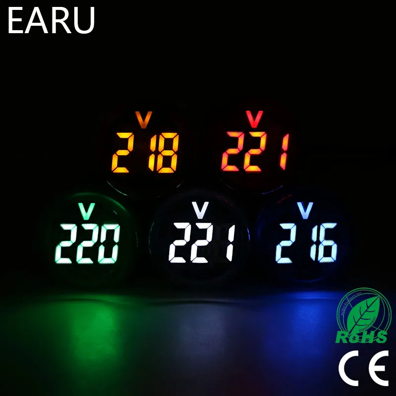 

DIY Mini Digital Voltmeter 22mm Round AC 12-500V Volt Voltage Tester Meter Monitor Power LED Indicator Pilot Lamp Light Display
