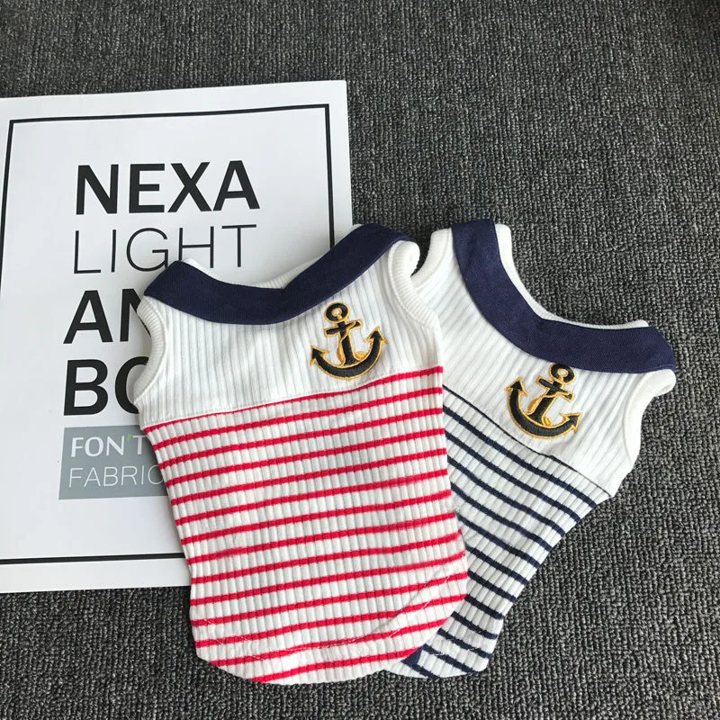 

Cotton Chihuahua Striped Vest Pet Dog Clothes for Small Dogs Pets Clothing French Bulldog Tshirt Yorkshire Apparel Pug Costume