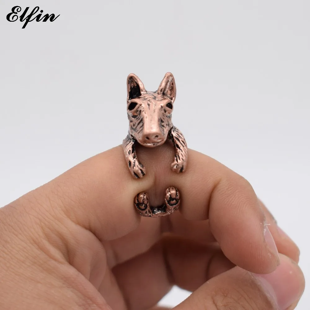 Модное винтажное регулируемое кольцо Elfin с рисунком Бультерьера мужские модные