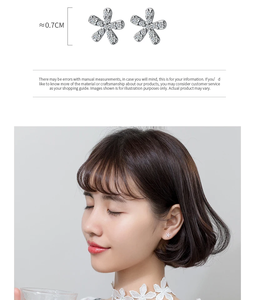 Korean Small Crystal Flower 925 Sterling Silver Screw Stud Earrings For Women Girls Kids Mini Minimalist Jewelry Gifts Brincos (3)